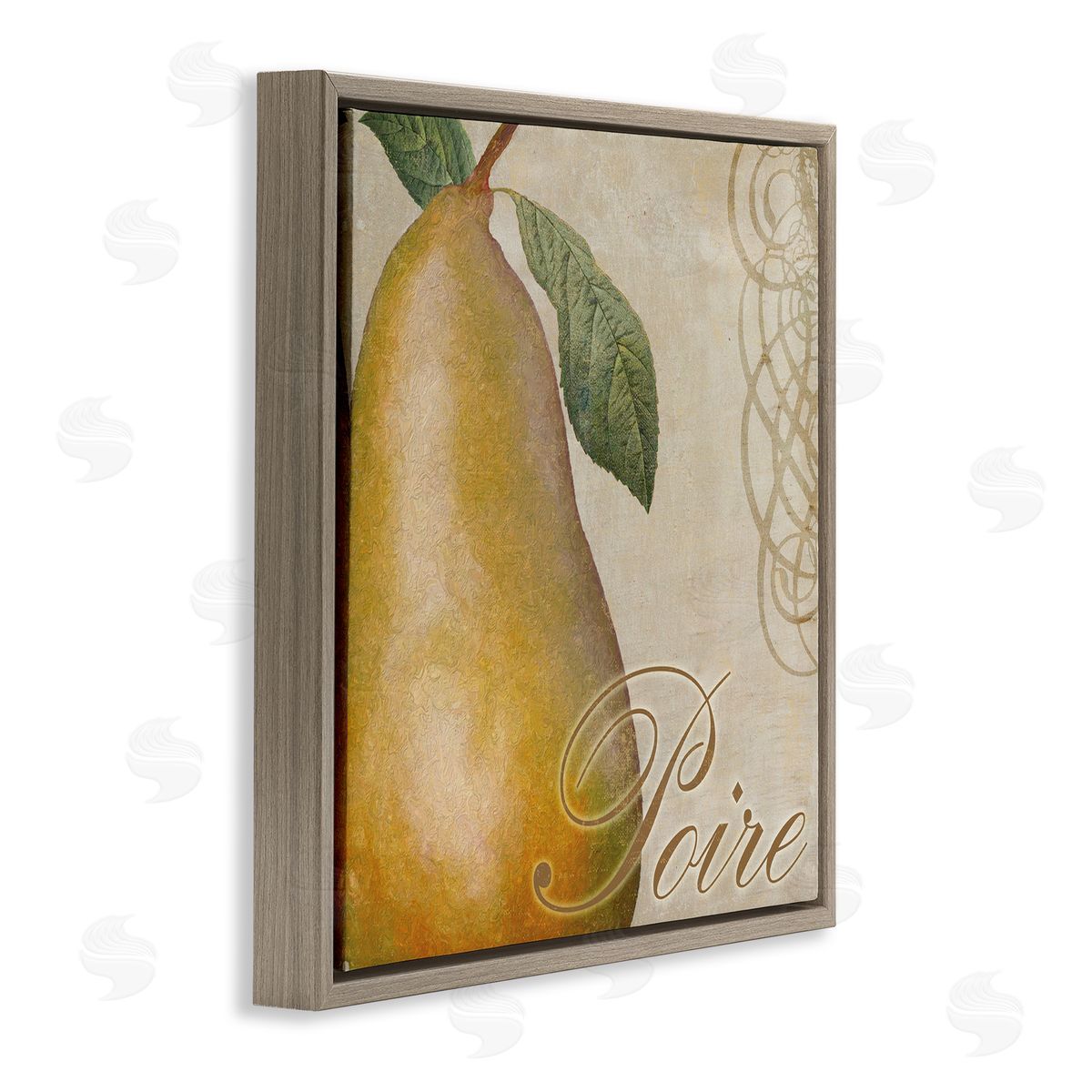 Sasha Vintage French Pear Brown Floating Frame Canvas Wall Art Print