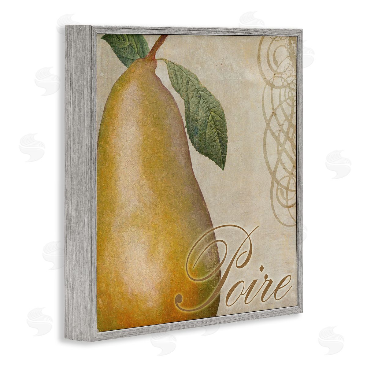 Sasha Vintage French Pear Gray Framed Giclee Wall Art Print