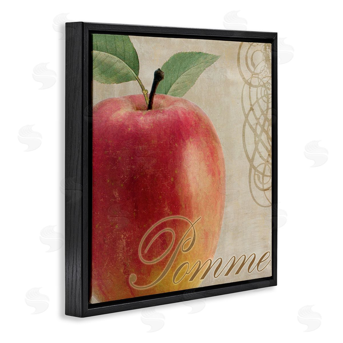 Sasha Vintage French Apple Black Floating Frame Canvas Wall Art Print