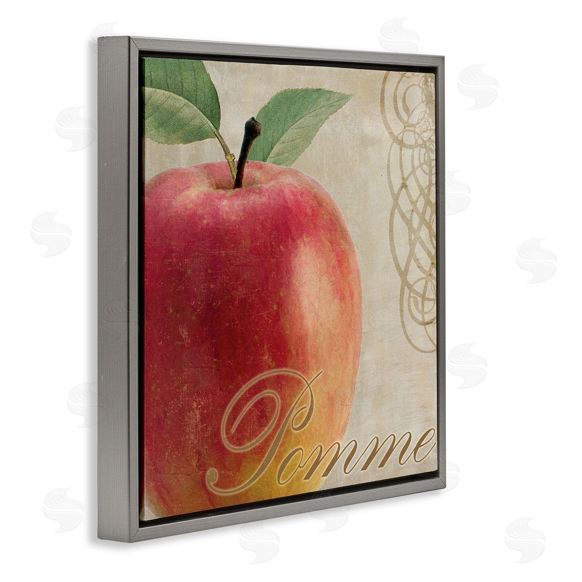 Sasha Vintage French Apple Gray Floating Frame Canvas Wall Art Print