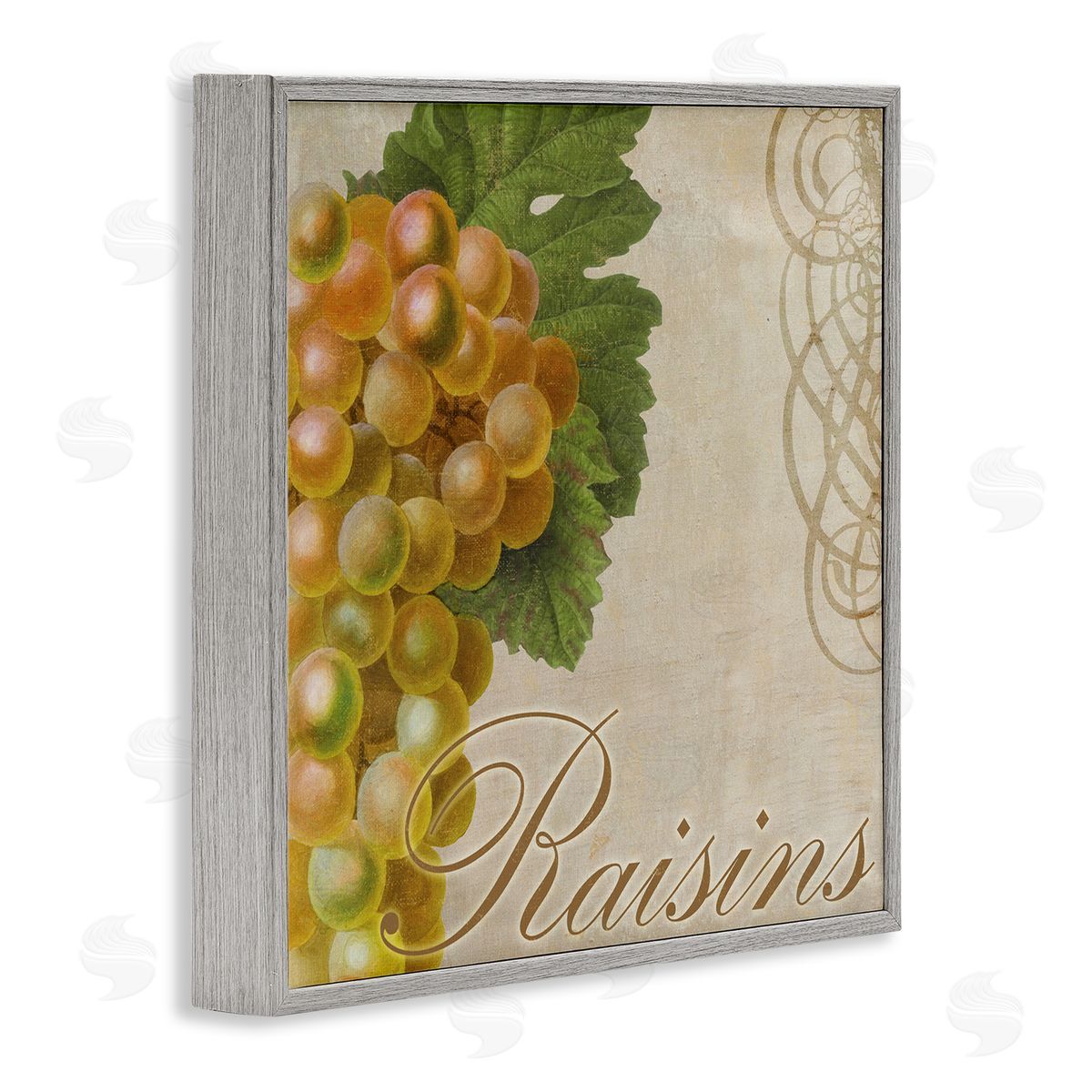 Sasha Vintage French Grapes Gray Framed Giclee Wall Art Print