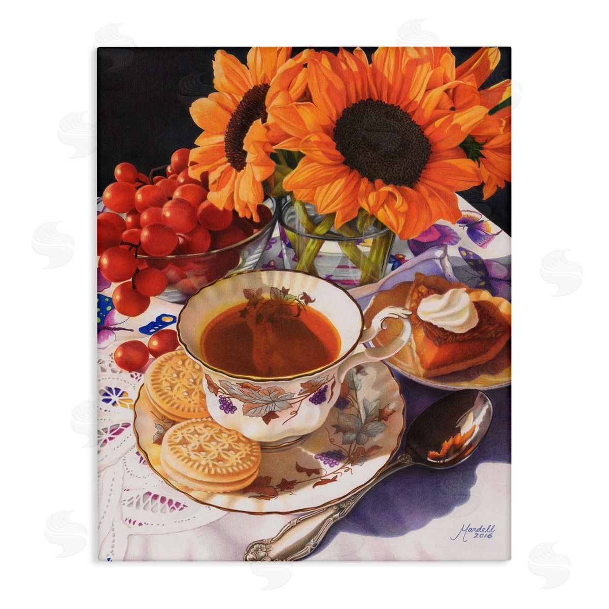 Autumnal Tea Party Canvas Wall Art, Home Decor by Mardell Schuster