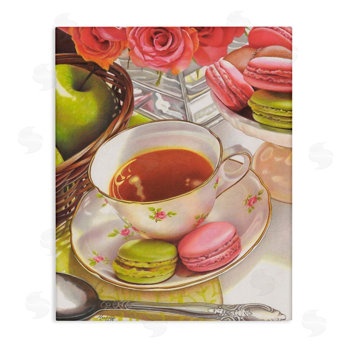 Tea with Macarons Canvas Wall Art, Home Decor by Mardell Schuster