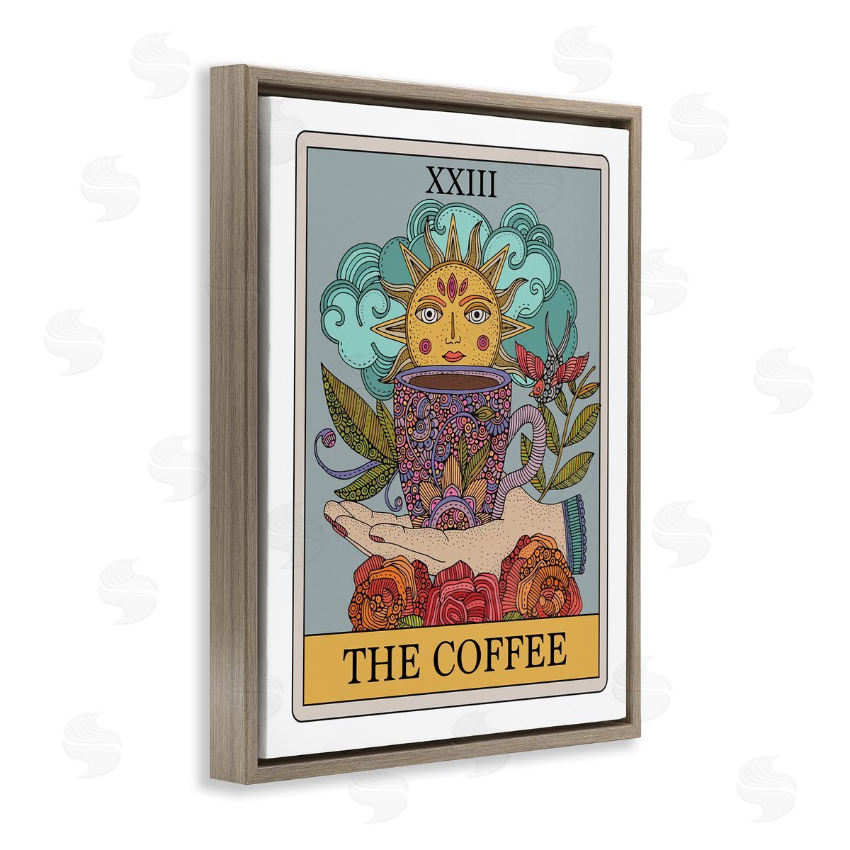 The Coffee Tarot Brown Floating Frame Canvas Wall Art, Home Decor by Valentina Harper