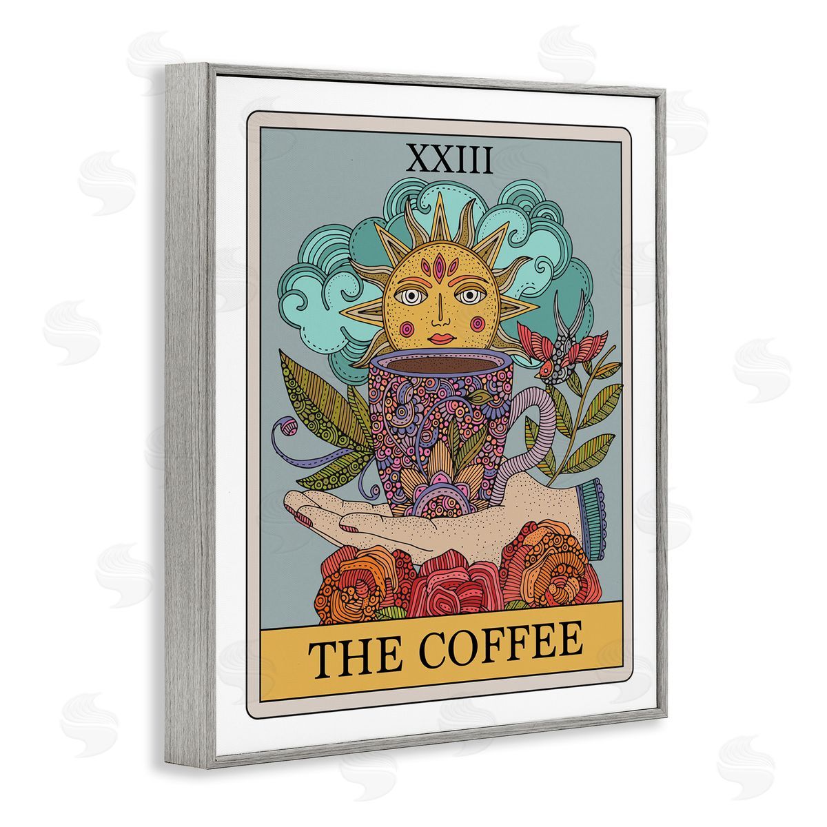 The Coffee Tarot Grey Frame Print Wall Art, Home Decor by Valentina Harper
