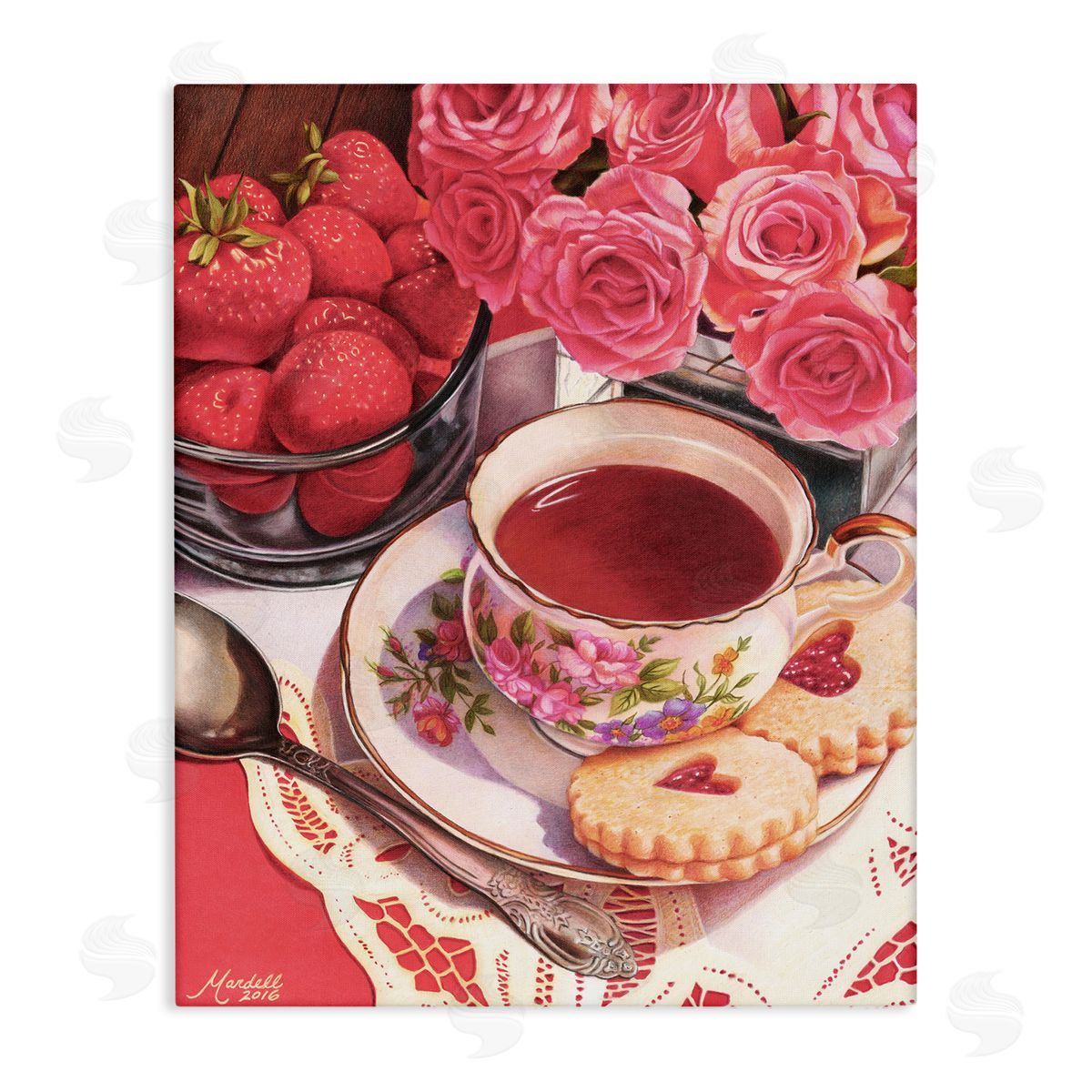 Valentine's Day Tea Canvas Wall Art, Home Decor by Mardell Schuster