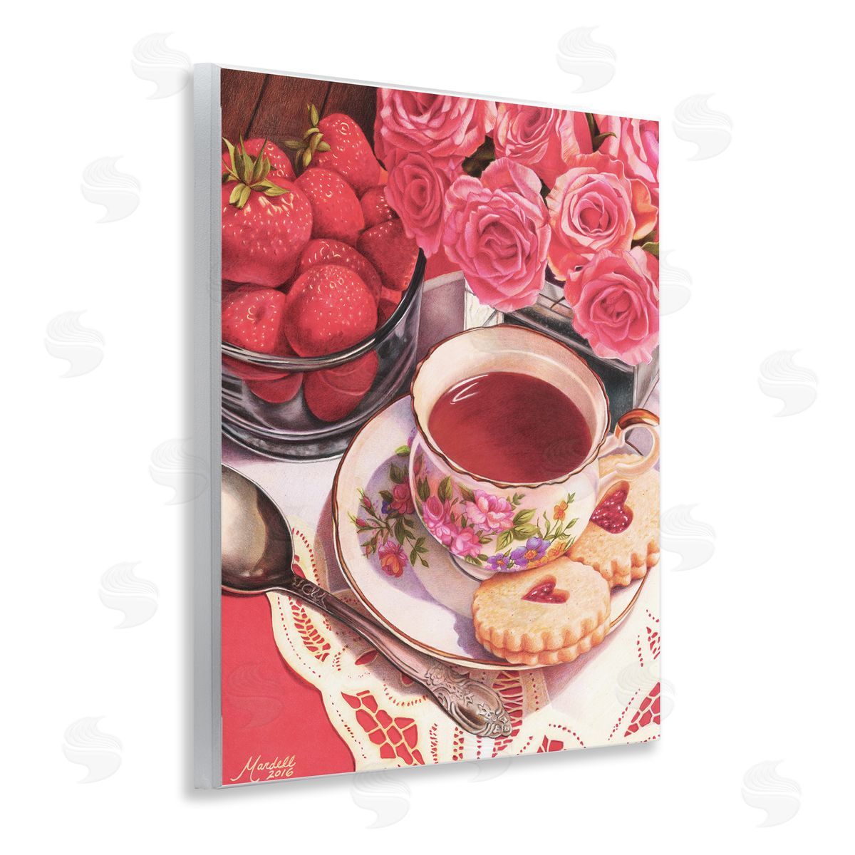 Valentine's Day Tea Wood Plaque Wall Art, Home Decor by Mardell Schuster