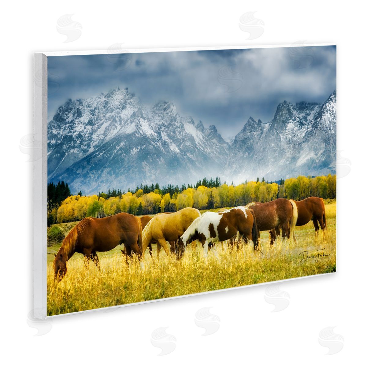 Horses in Wilderness Wood Plaque Wall Art, Home Decor by Dennis Frates