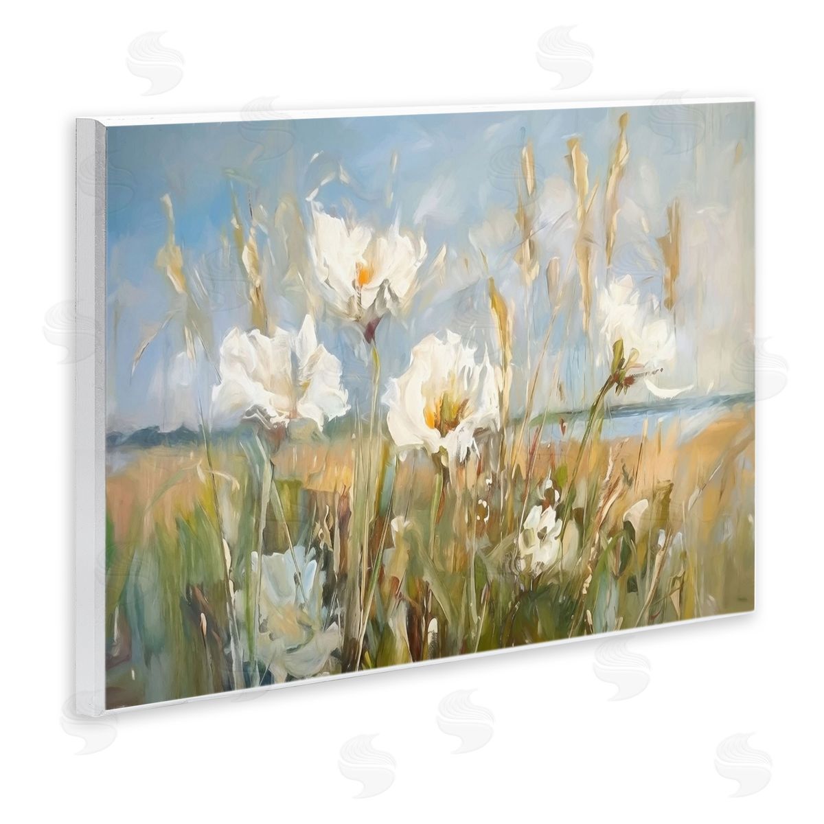Soft Seaside Wildflowers Wood Plaque Wall Art, Home Decor by Ramona Murdock