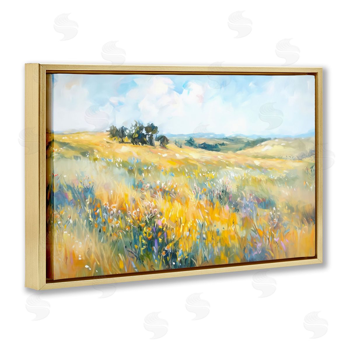 Ramona Murdock Country Prairie Scene Gold Floating Frame Canvas Wall Art Print