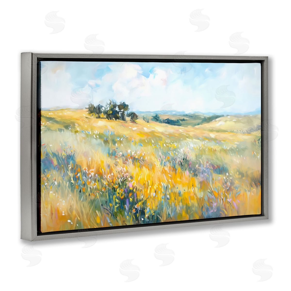 Ramona Murdock Country Prairie Scene Gray Floating Frame Canvas Wall Art Print