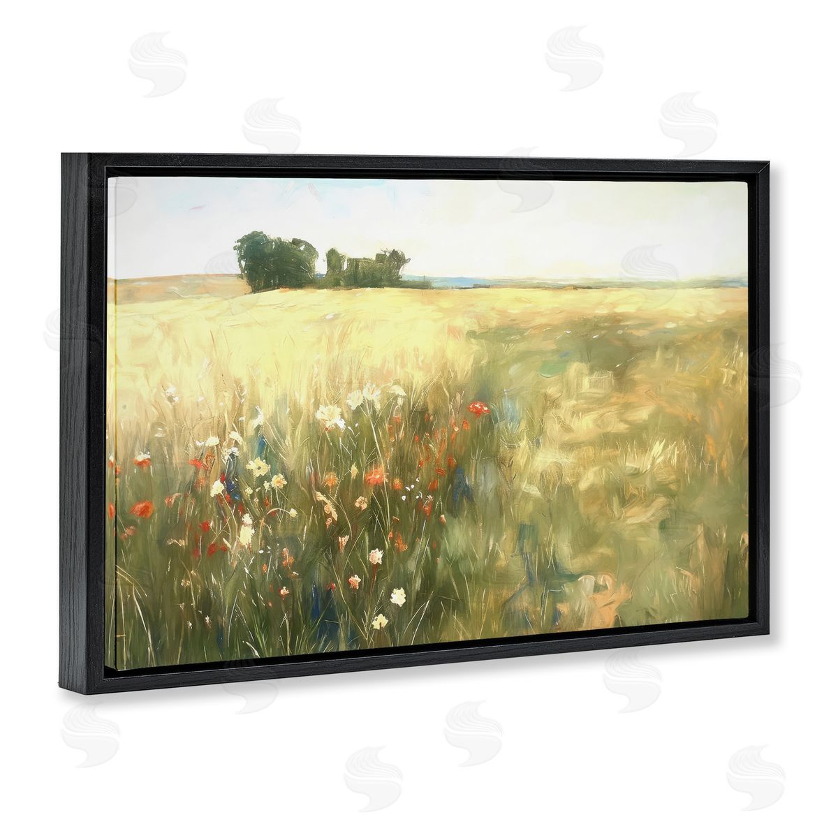 Ramona Murdock Floral Prairie Meadow Black Floating Frame Canvas Wall Art Print