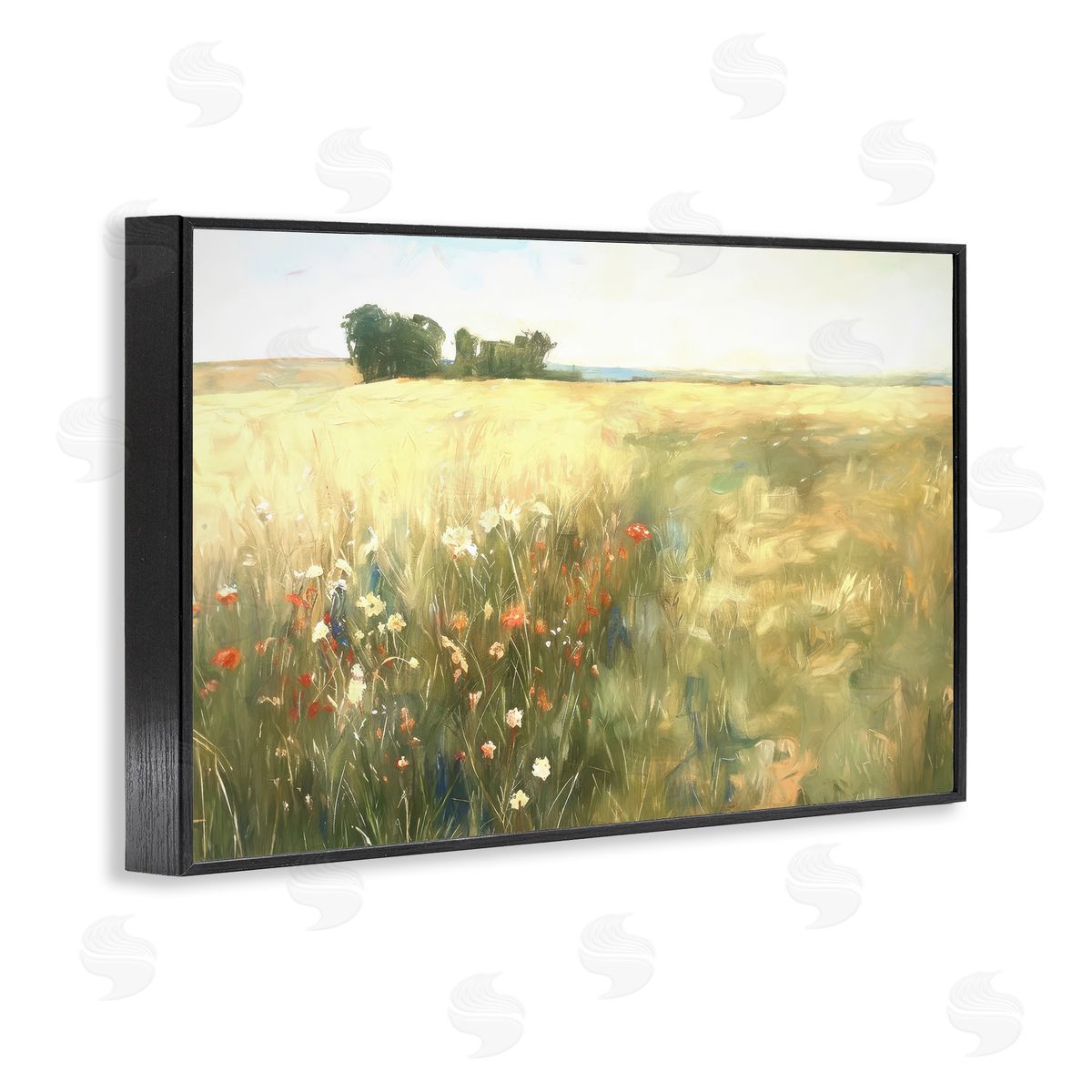 Ramona Murdock Floral Prairie Meadow Black Framed Giclee Wall Art Print