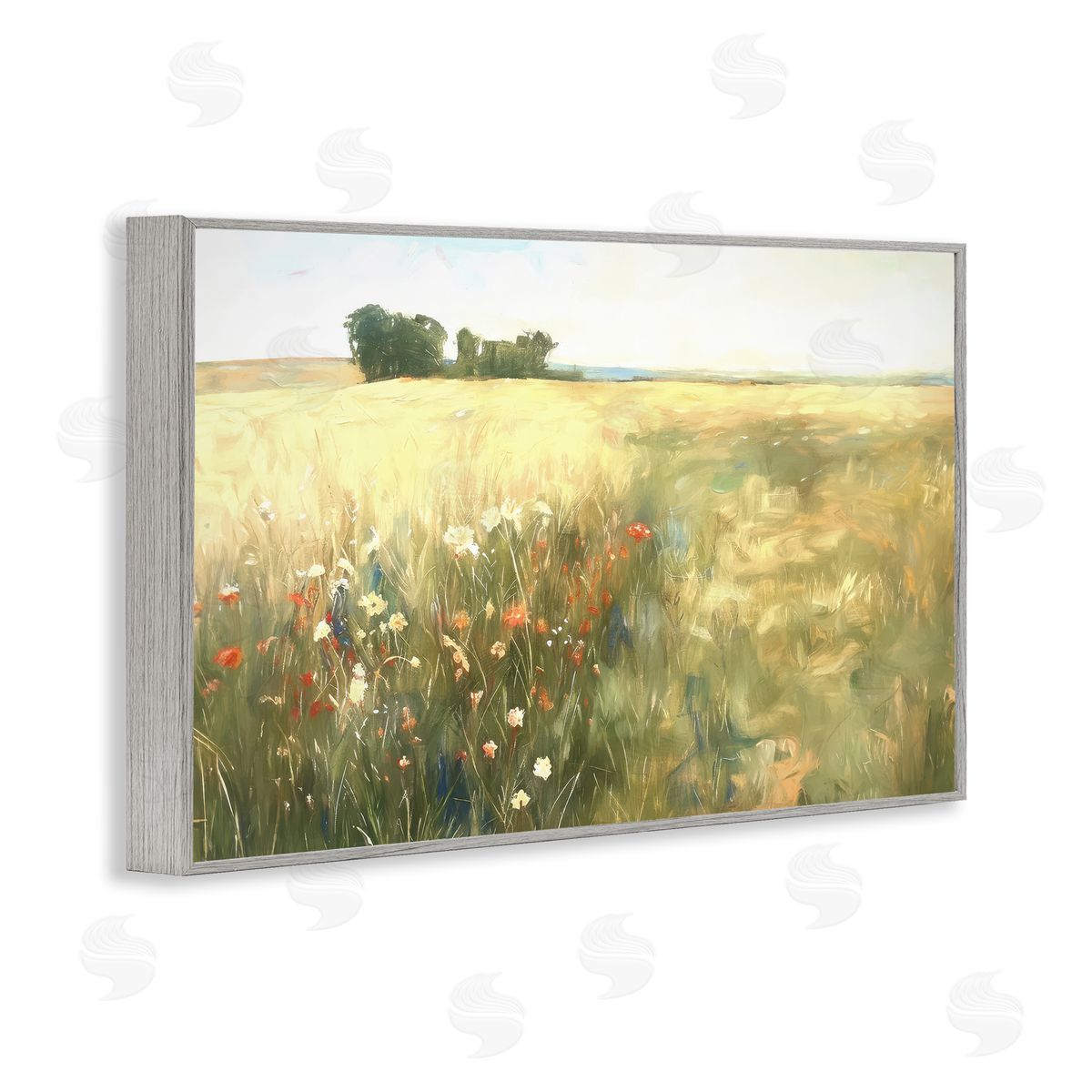 Ramona Murdock Floral Prairie Meadow Gray Framed Giclee Wall Art Print