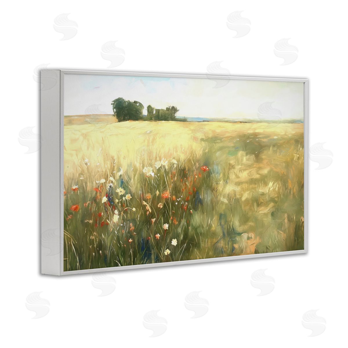 Ramona Murdock Floral Prairie Meadow White Framed Giclee Wall Art Print
