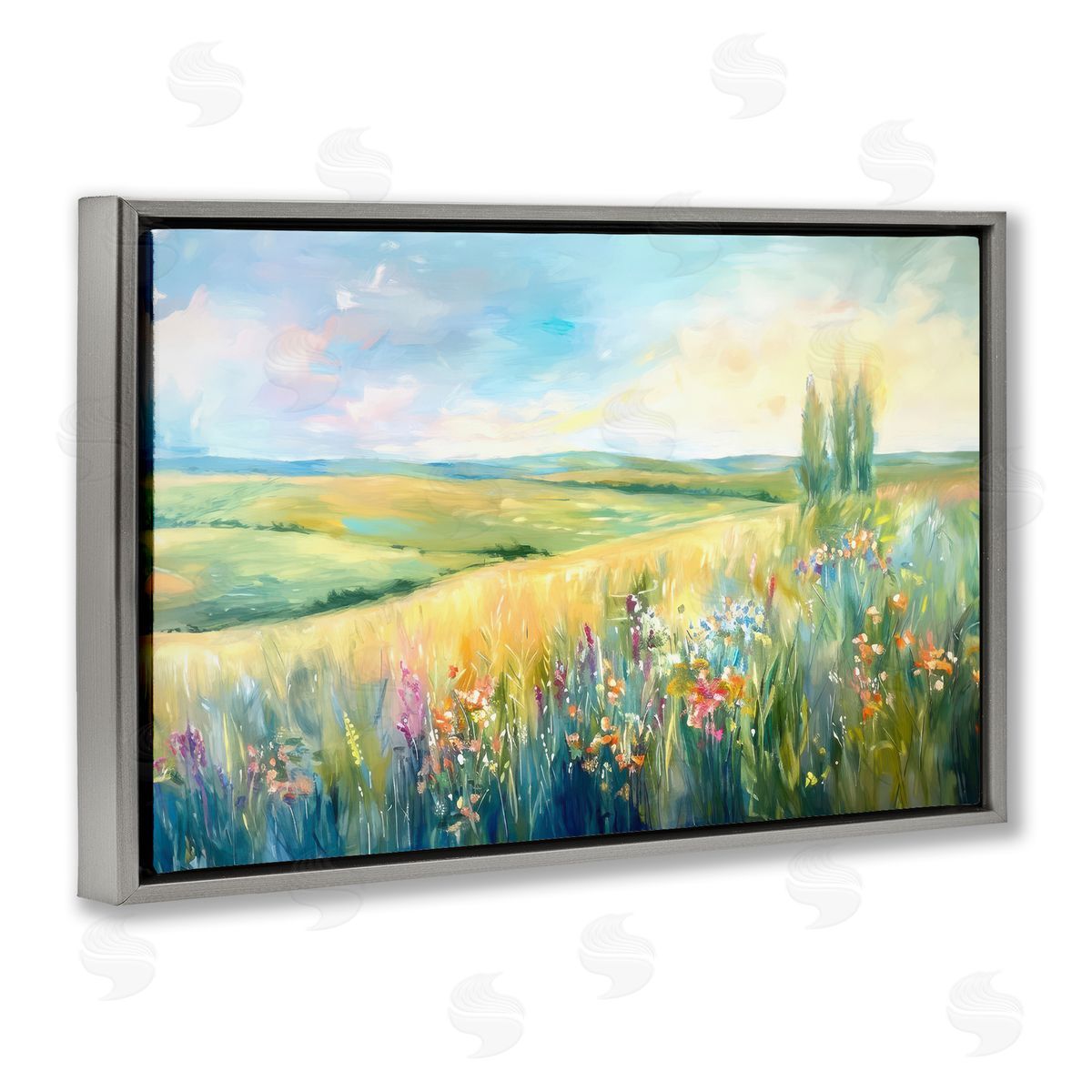 Ramona Murdock Lush Prairie Paradise Gray Floating Frame Canvas Wall Art Print