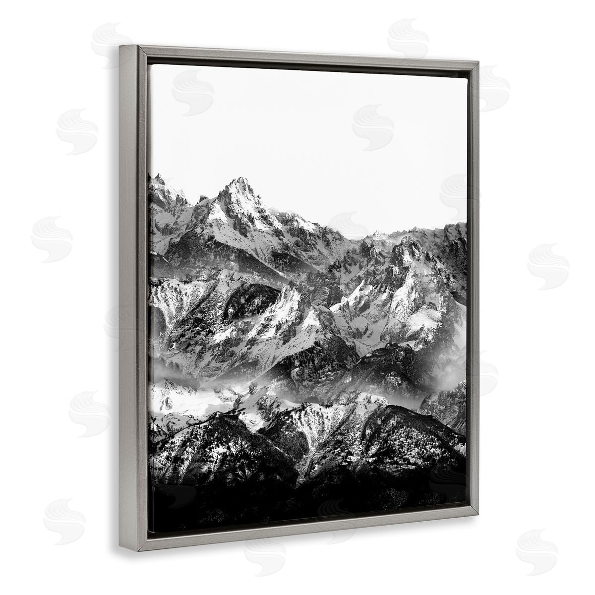 Shelley Lake Jutting Mountain Peaks Gray Floating Frame Canvas Wall Art Print