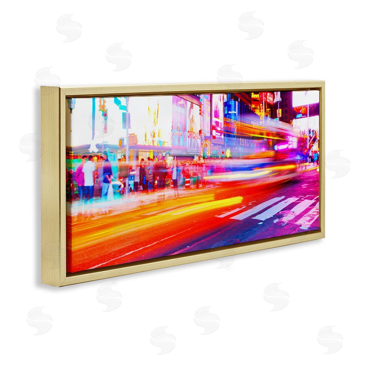 Light Streaked Cityscape Gold Floating Frame Canvas Wall Art, Home Decor by Susan Bryant