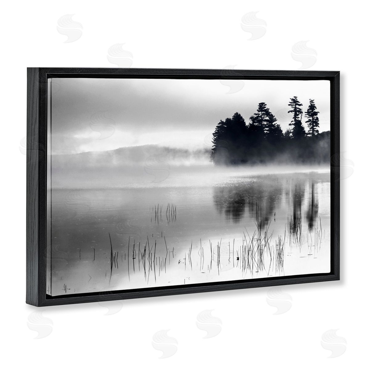 Serene Lake Reflection Black Floating Frame Canvas Wall Art, Home Decor by Danita Delimont