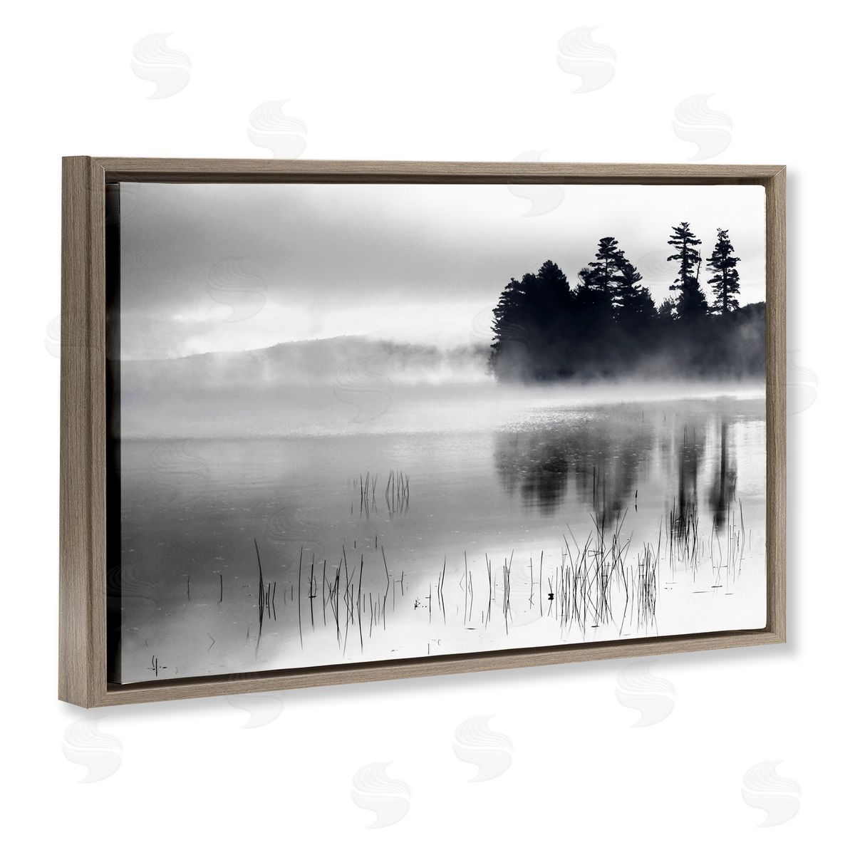 Serene Lake Reflection Brown Floating Frame Canvas Wall Art, Home Decor by Danita Delimont