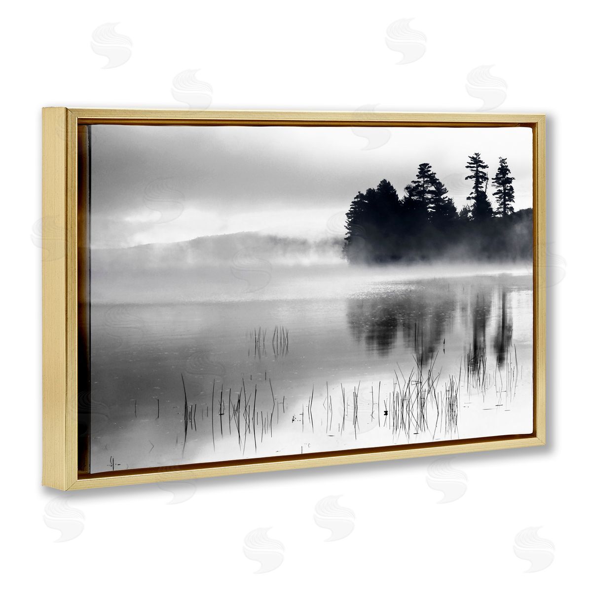 Serene Lake Reflection Gold Floating Frame Canvas Wall Art, Home Decor by Danita Delimont