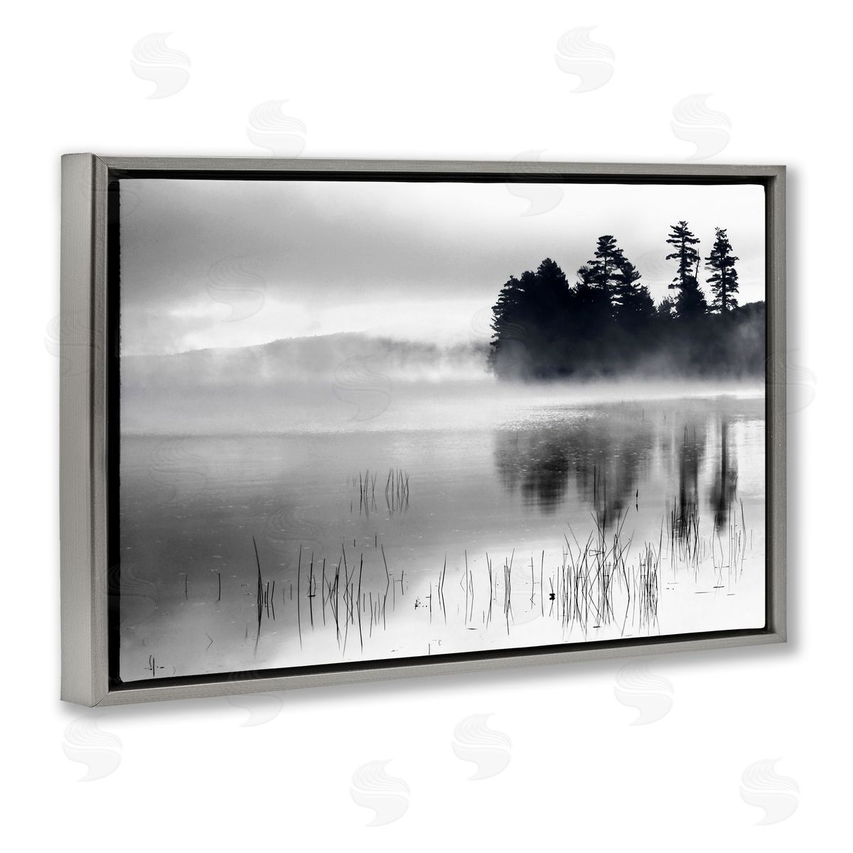 Serene Lake Reflection Grey Floating Frame Canvas Wall Art, Home Decor by Danita Delimont
