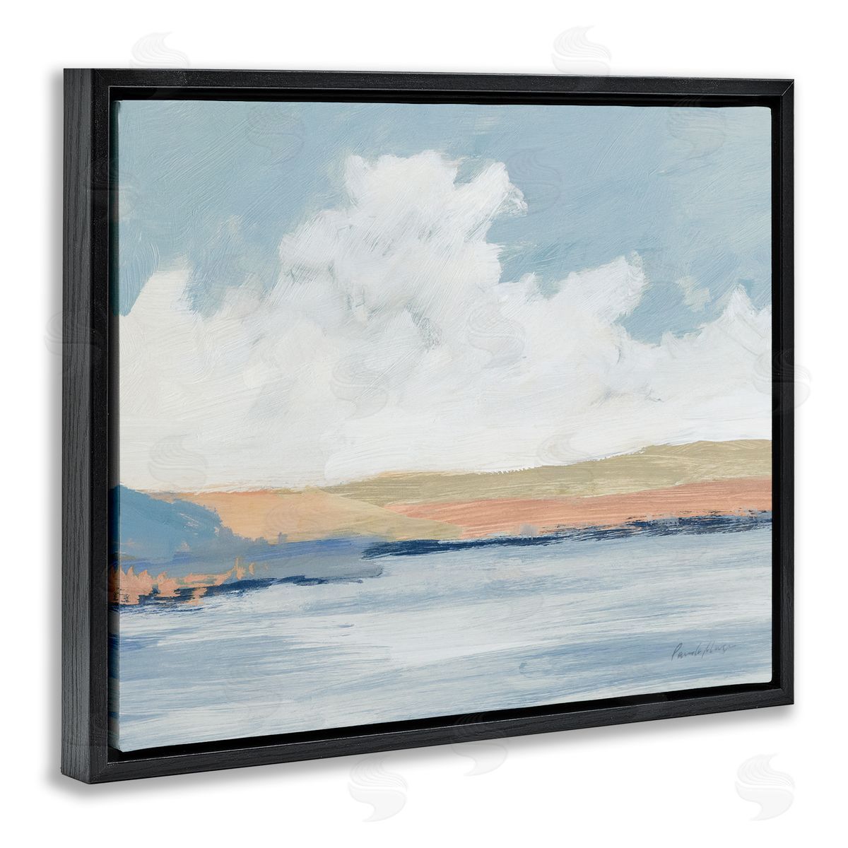 Pamela Munger Pastel River Landscape Black Floating Frame Canvas Wall Art Print