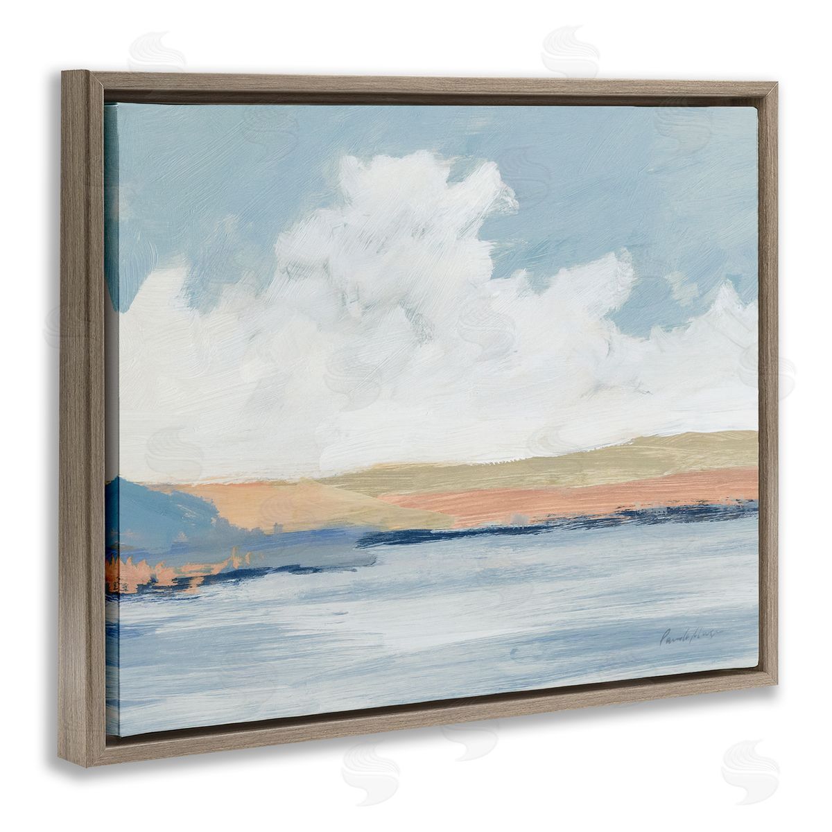 Pamela Munger Pastel River Landscape Brown Floating Frame Canvas Wall Art Print