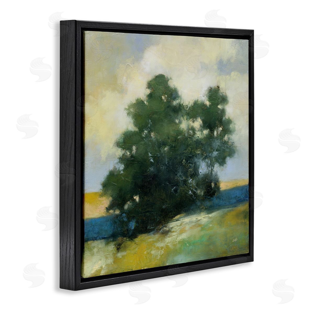 Julia Purinton Solitary Trees Landscape Black Floating Frame Canvas Wall Art Print