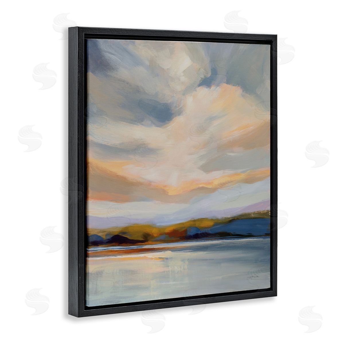 Morning Glory Seascape Black Floating Frame Canvas Wall Art, Home Decor by Katrina Pete