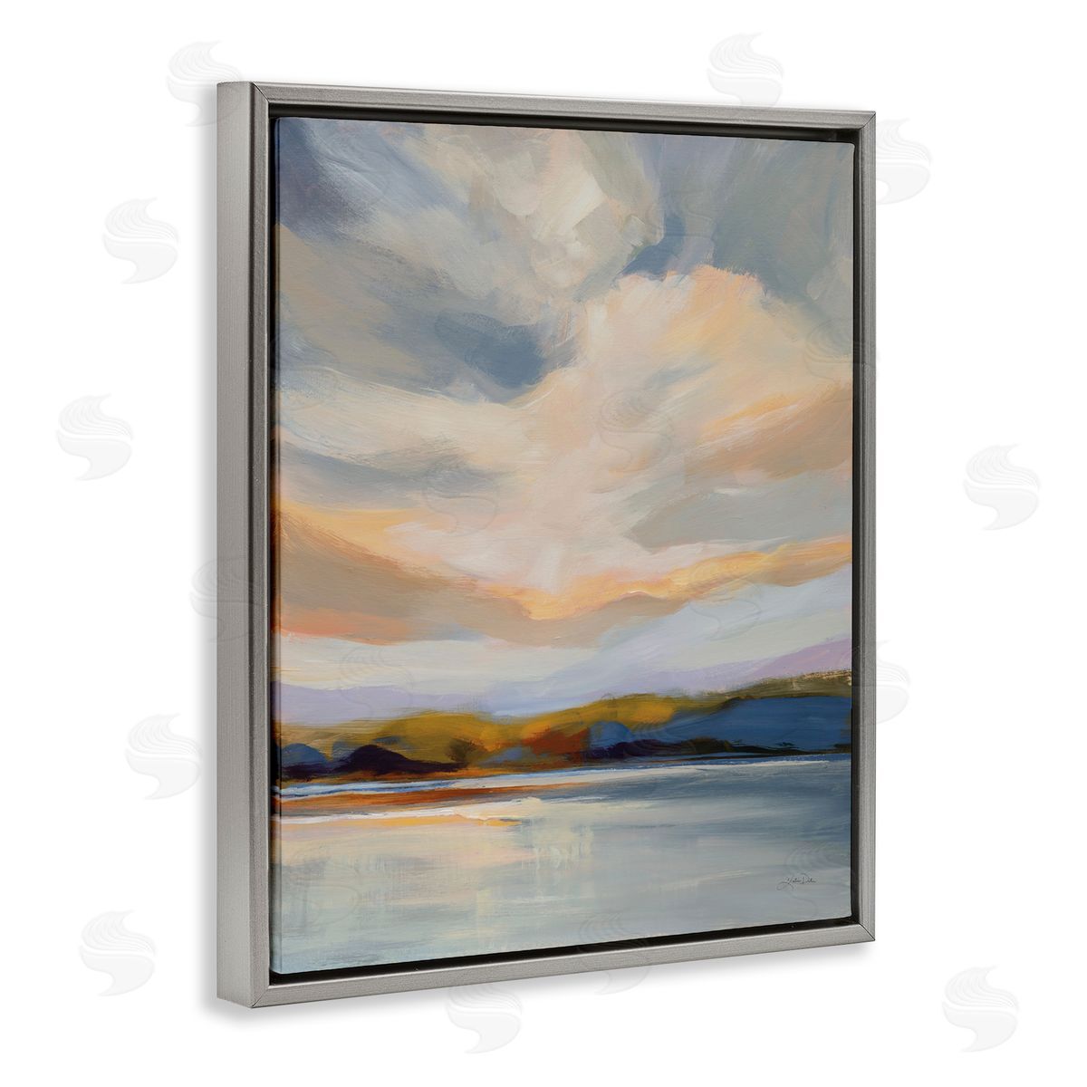 Morning Glory Seascape Grey Floating Frame Canvas Wall Art, Home Decor by Katrina Pete