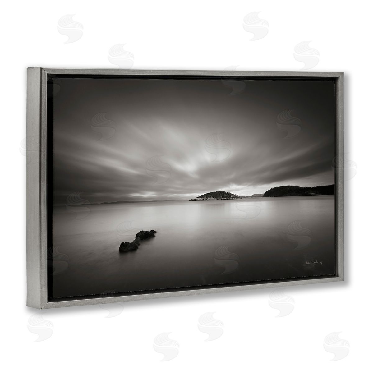 Alan Majchrowicz Deception Pass Scene Gray Floating Frame Canvas Wall Art Print