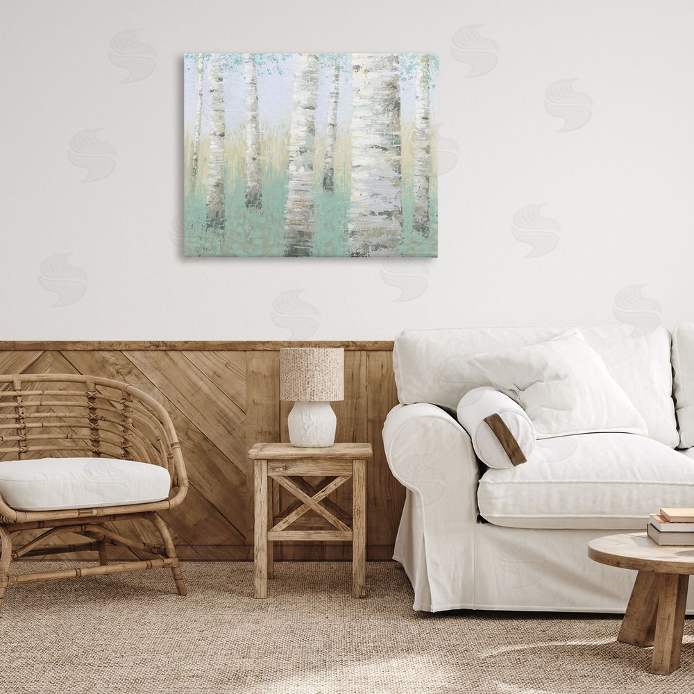 Wellington Studio Blue Birch Forest Canvas Wall Art Print in Room