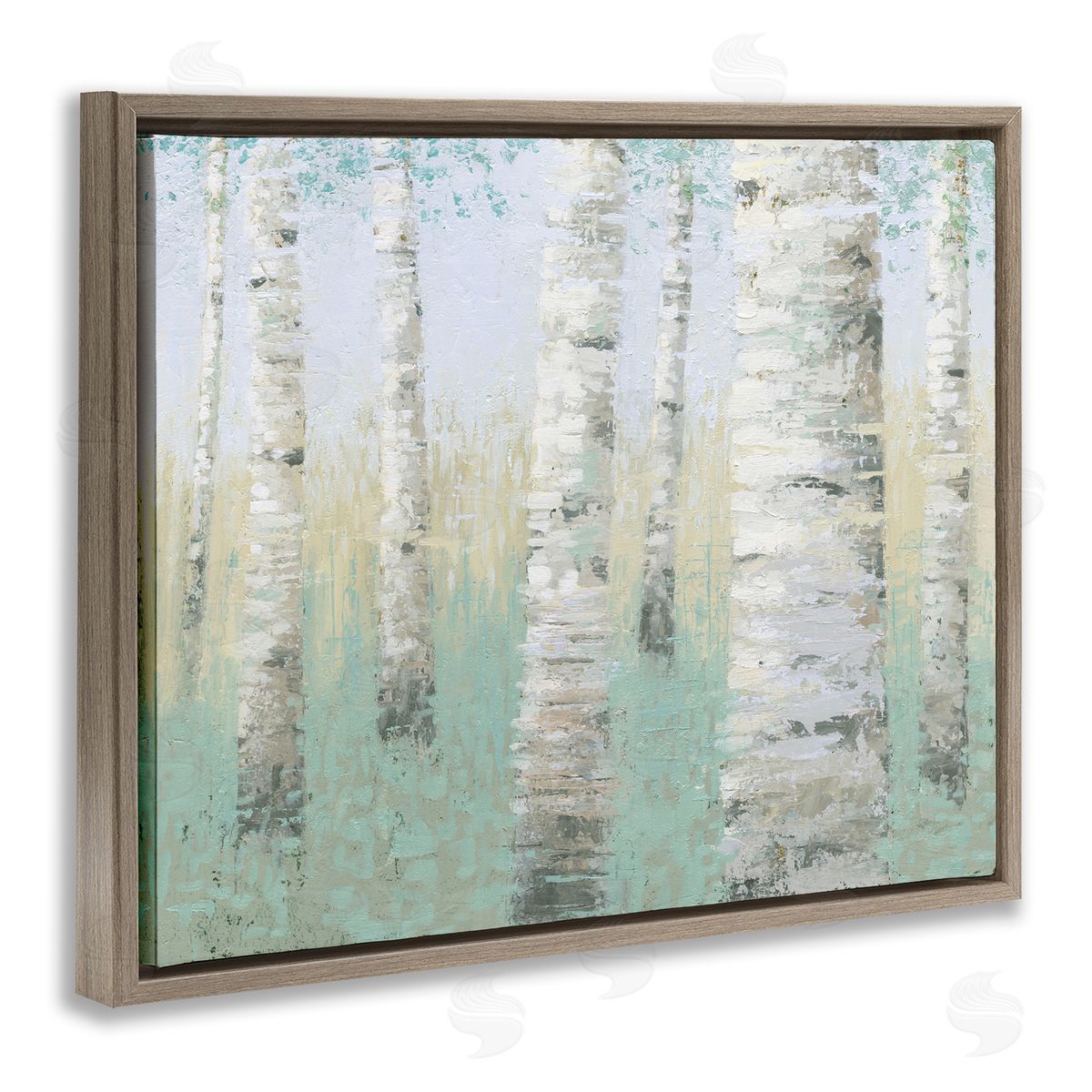 Wellington Studio Blue Birch Forest Brown Floating Frame Canvas Wall Art Print