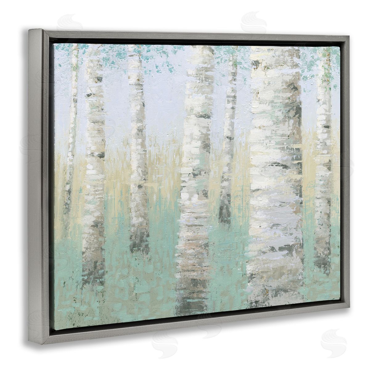 Wellington Studio Blue Birch Forest Gray Floating Frame Canvas Wall Art Print