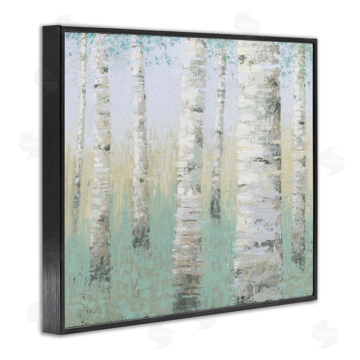 Wellington Studio Blue Birch Forest Black Framed Giclee Wall Art Print