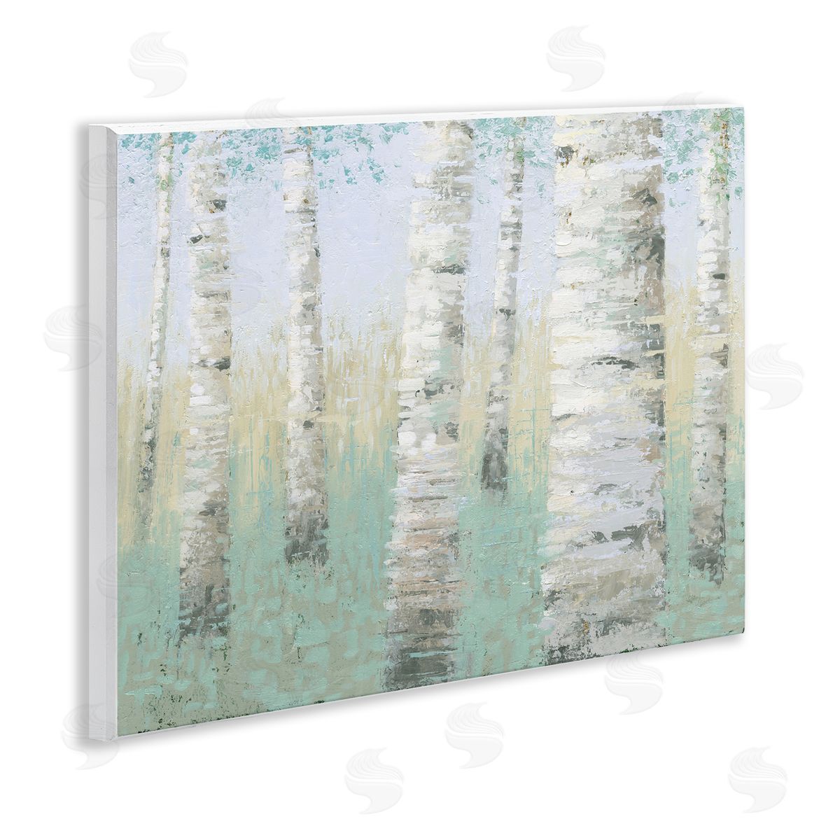 Wellington Studio Blue Birch Forest Wooden Wall Plaque Art Print