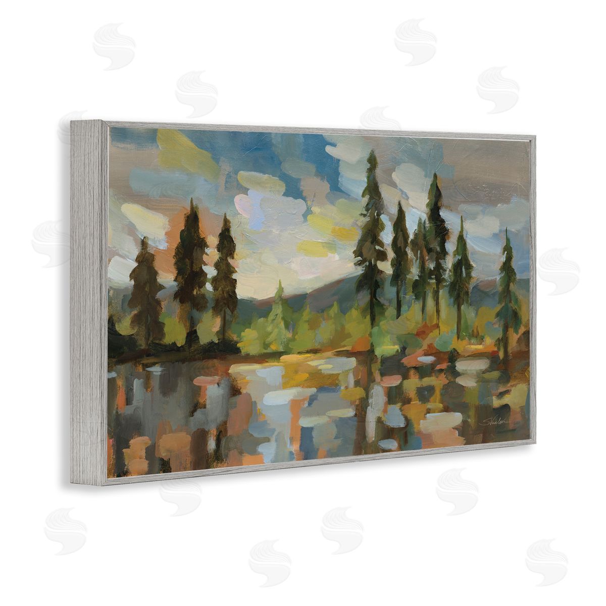 Silvia Vassileva High Mountain Lake Gray Framed Giclee Wall Art Print