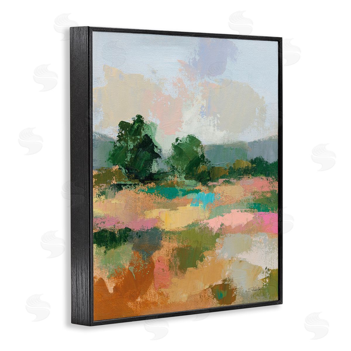 Abstract Spring Landscape Black Frame Print Wall Art, Home Decor by Silvia Vassileva