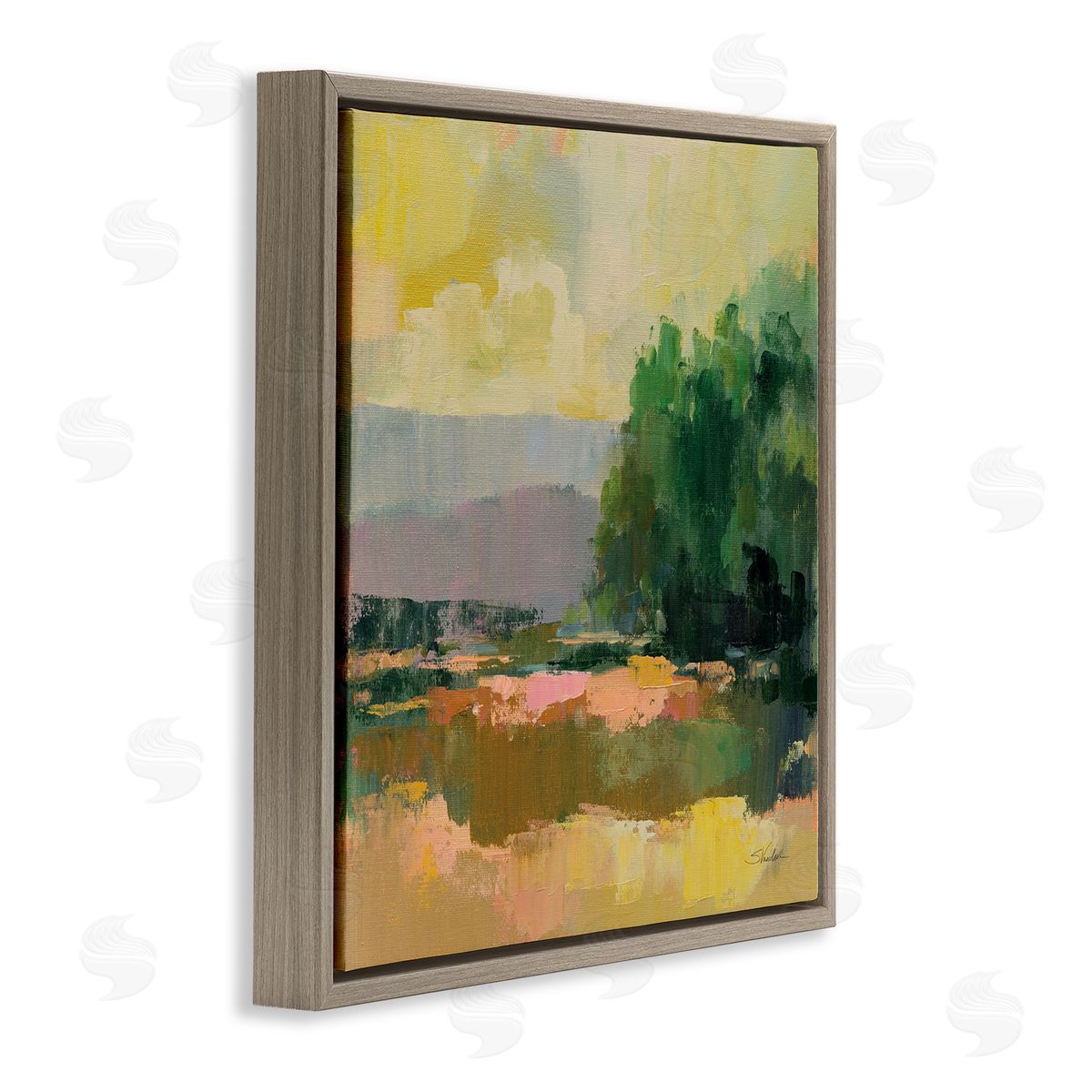 Silvia Vassileva Abstract Willow Tree Brown Floating Frame Canvas Wall Art Print