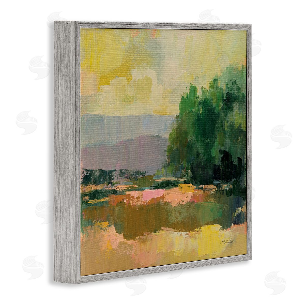 Silvia Vassileva Abstract Willow Tree Gray Framed Giclee Wall Art Print