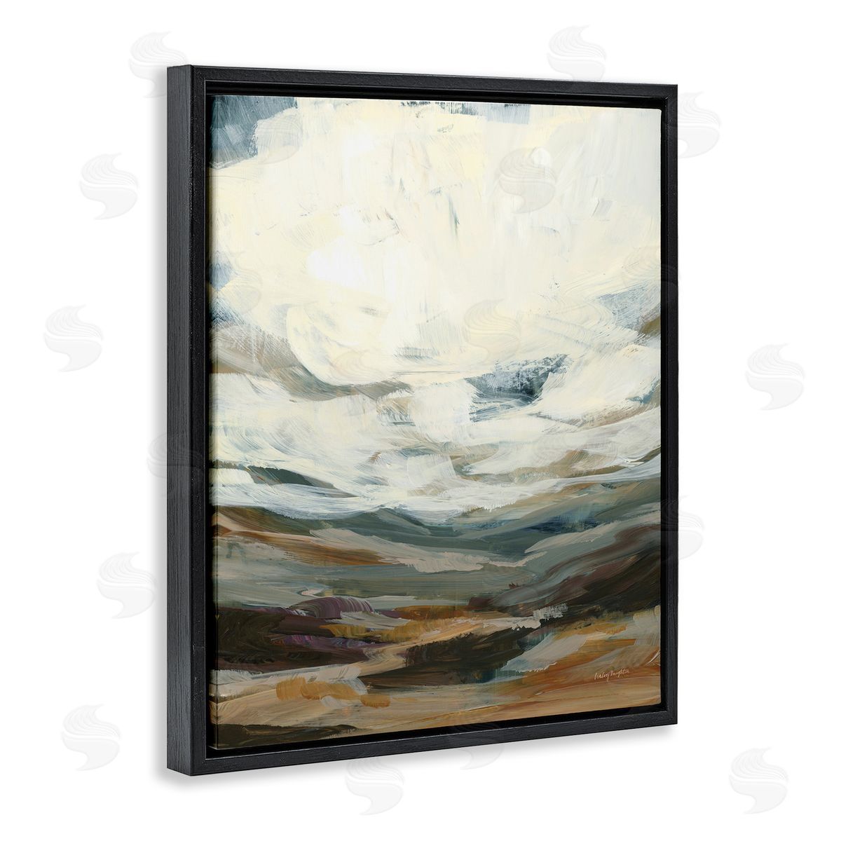 Abstract Heavy Clouds Black Floating Frame Canvas Wall Art, Home Decor by Haley Knighten