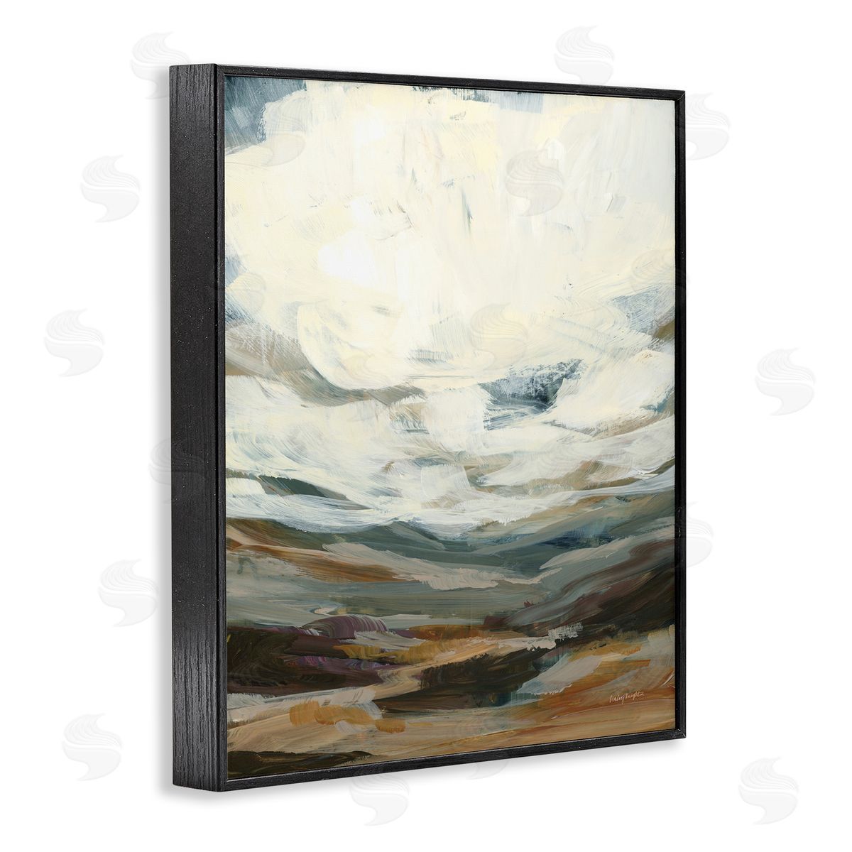 Abstract Heavy Clouds Black Frame Print Wall Art, Home Decor by Haley Knighten