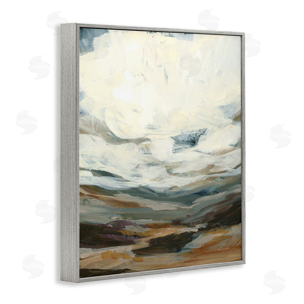 Abstract Heavy Clouds Grey Frame Print Wall Art, Home Decor by Haley Knighten