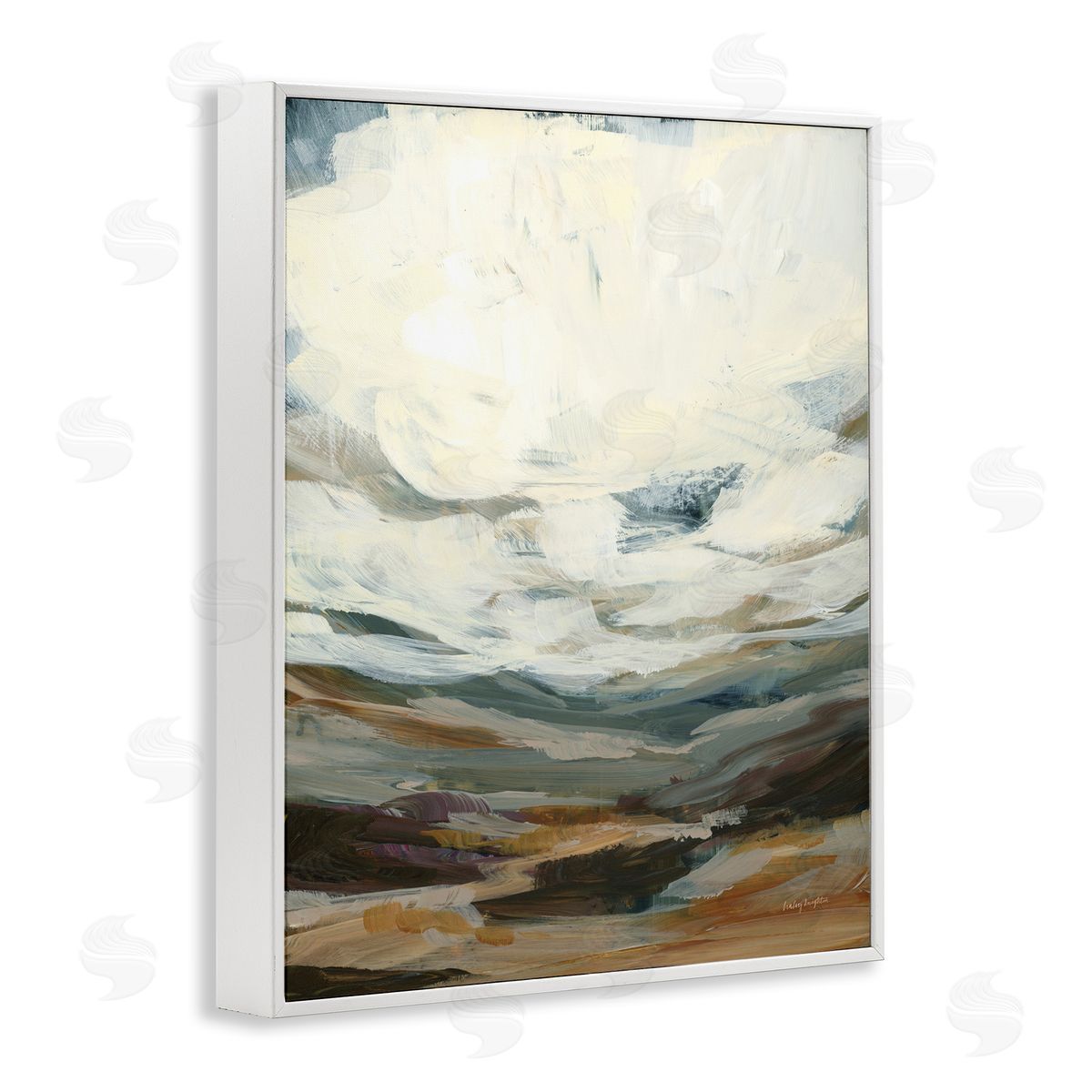 Abstract Heavy Clouds White Frame Print Wall Art, Home Decor by Haley Knighten