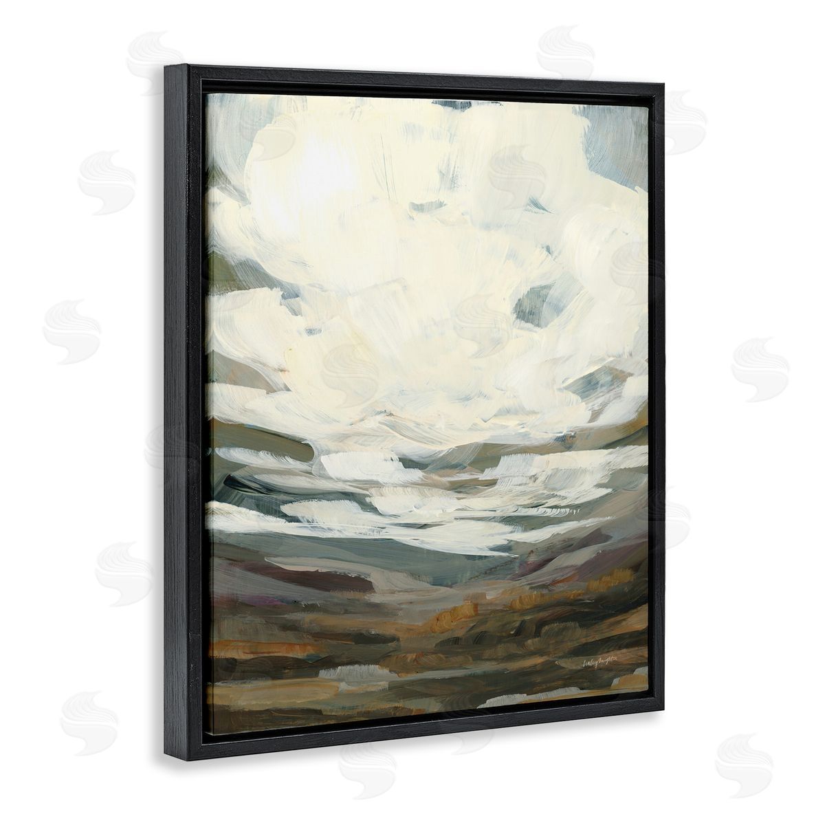 Cloudy Abstract View Black Floating Frame Canvas Wall Art, Home Decor by Haley Knighten