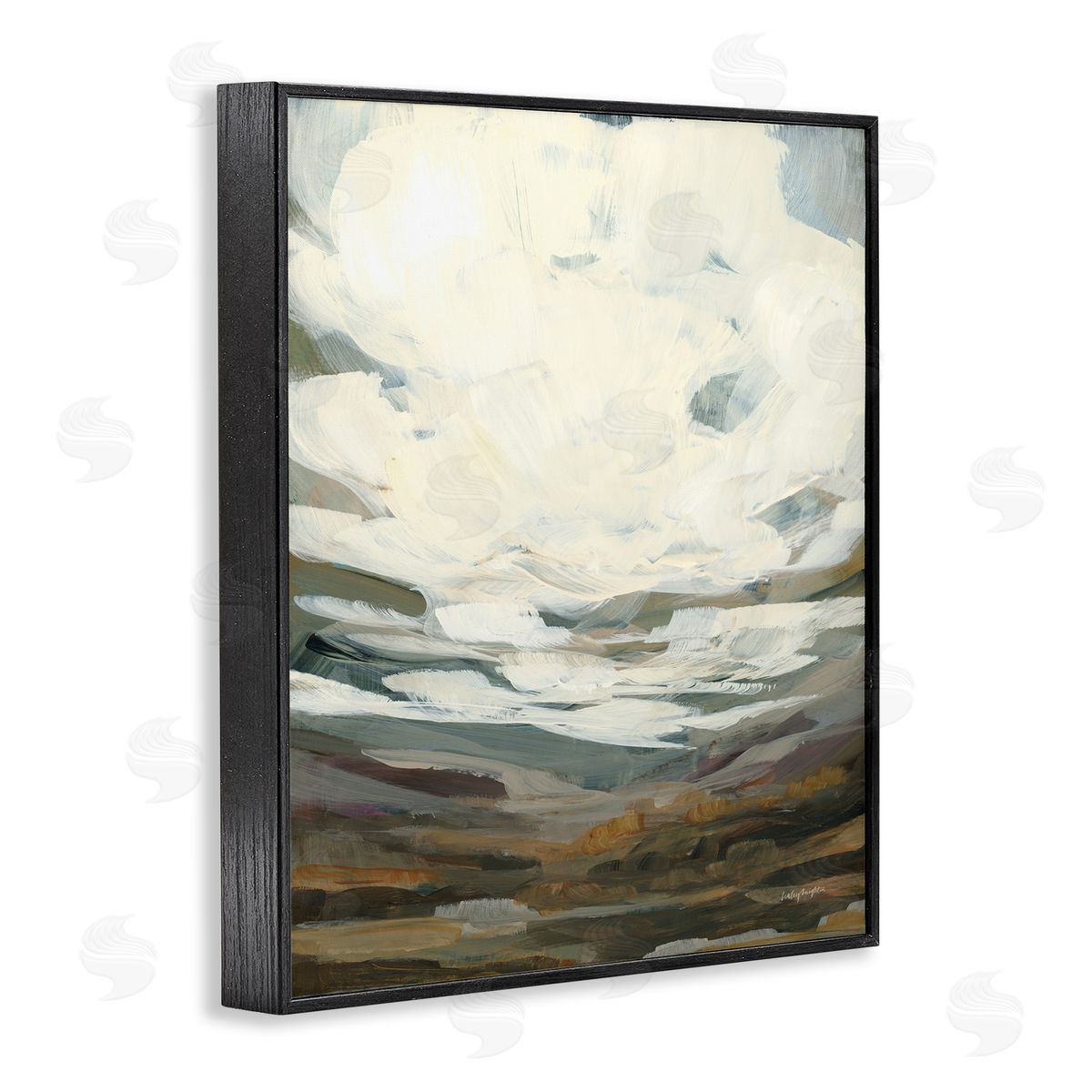 Cloudy Abstract View Black Frame Print Wall Art, Home Decor by Haley Knighten