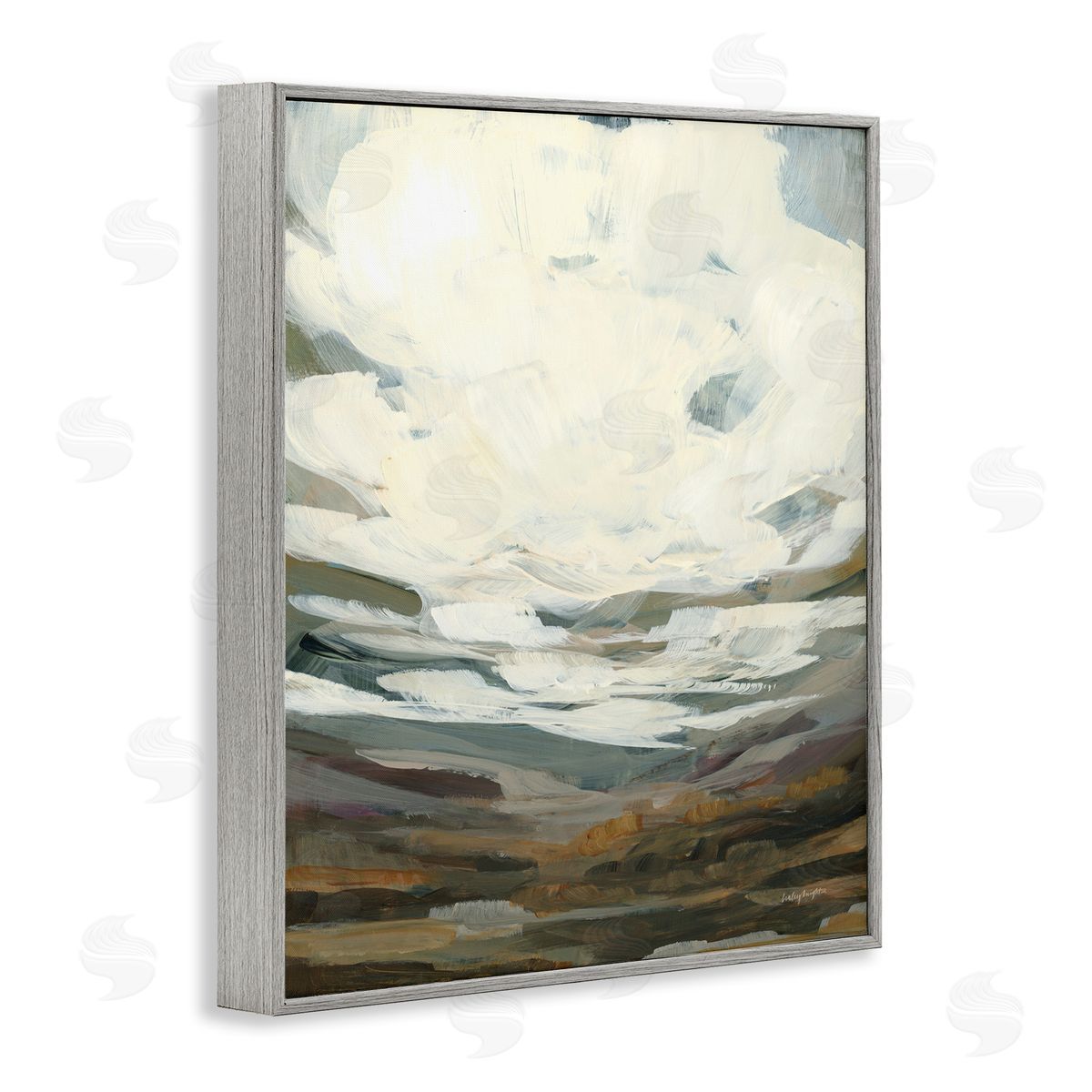 Cloudy Abstract View Grey Frame Print Wall Art, Home Decor by Haley Knighten