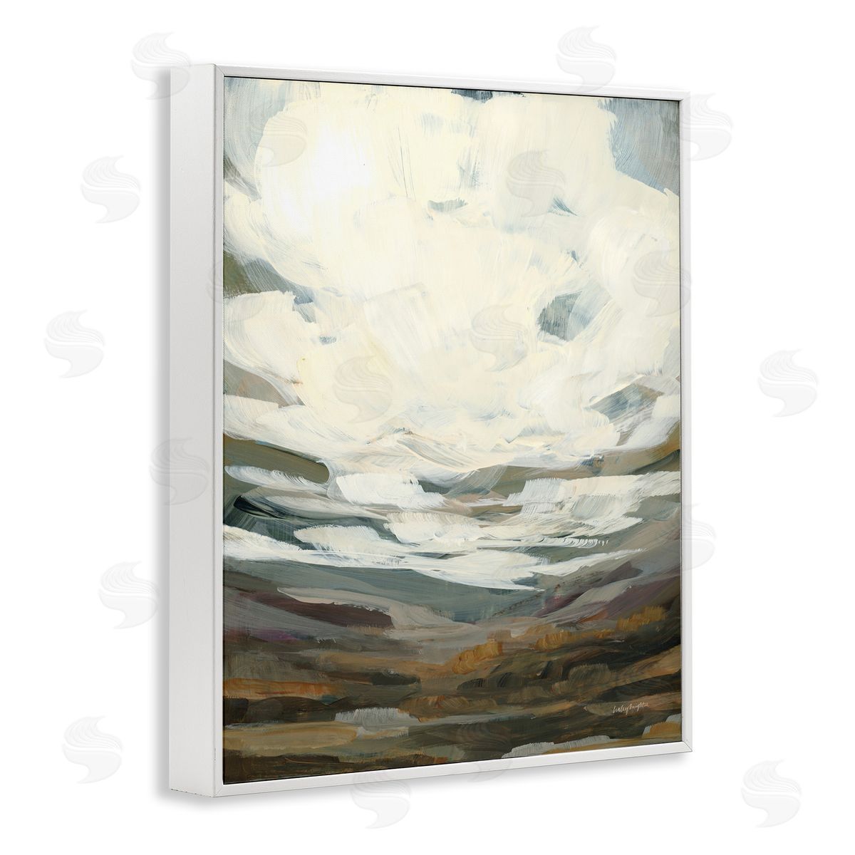 Cloudy Abstract View White Frame Print Wall Art, Home Decor by Haley Knighten