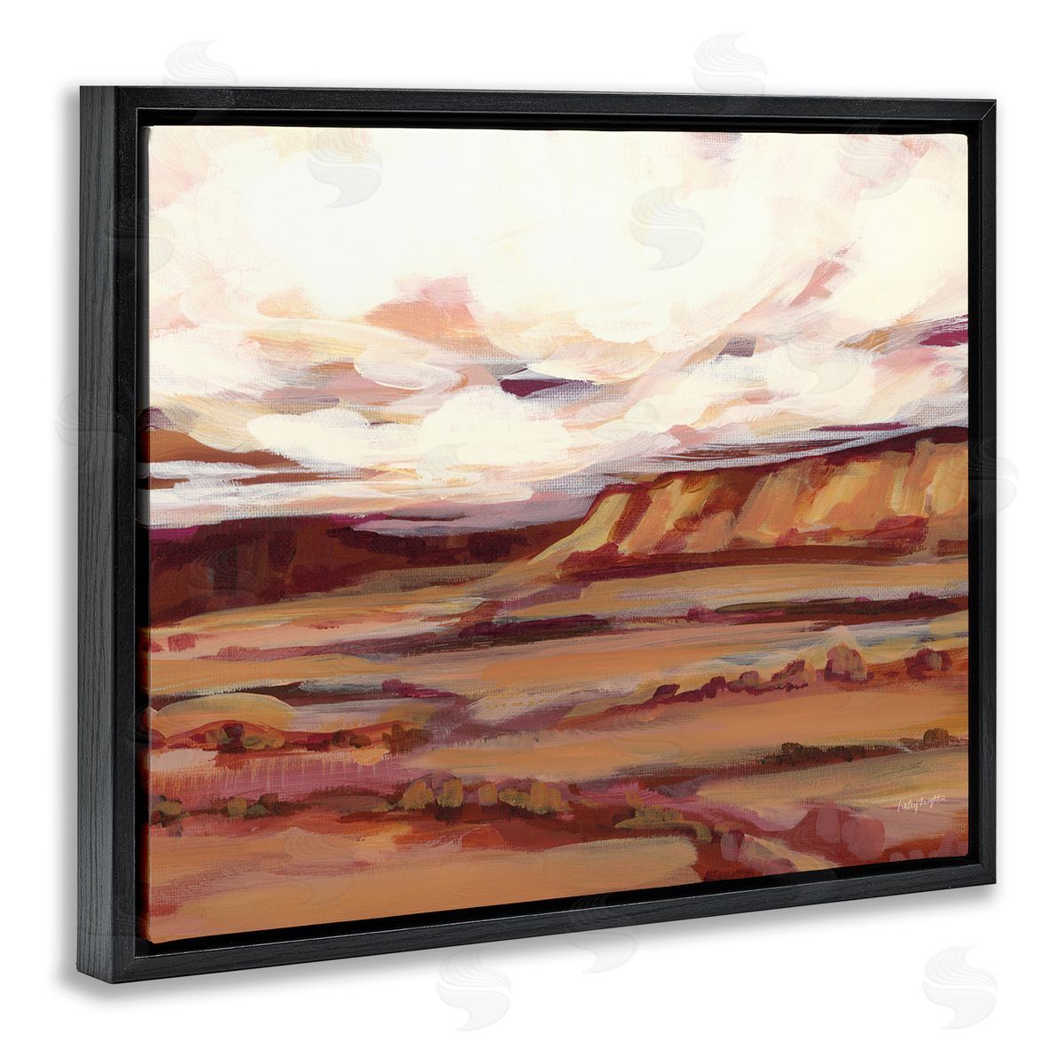 Mauve Mesa Landscape Black Floating Frame Canvas Wall Art, Home Decor by Haley Knighten